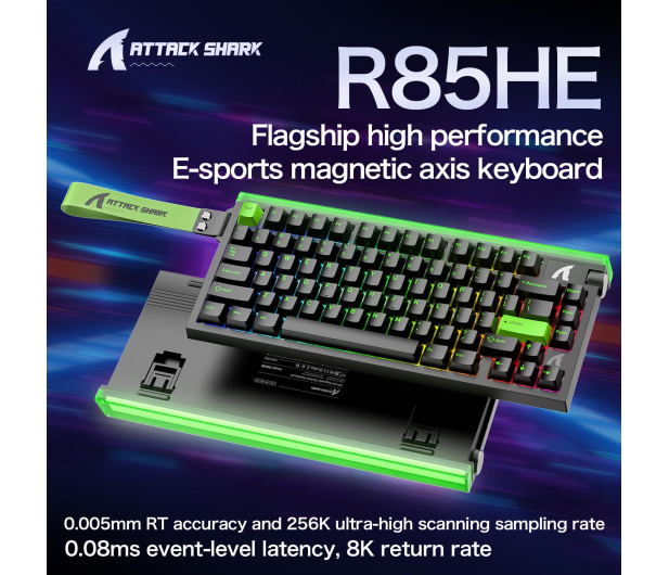 Attack Shark R85 HE Rapid Trigger 8kHz/256kHz neonowa zieleń/czarna - 1472696 - zdjęcie 13